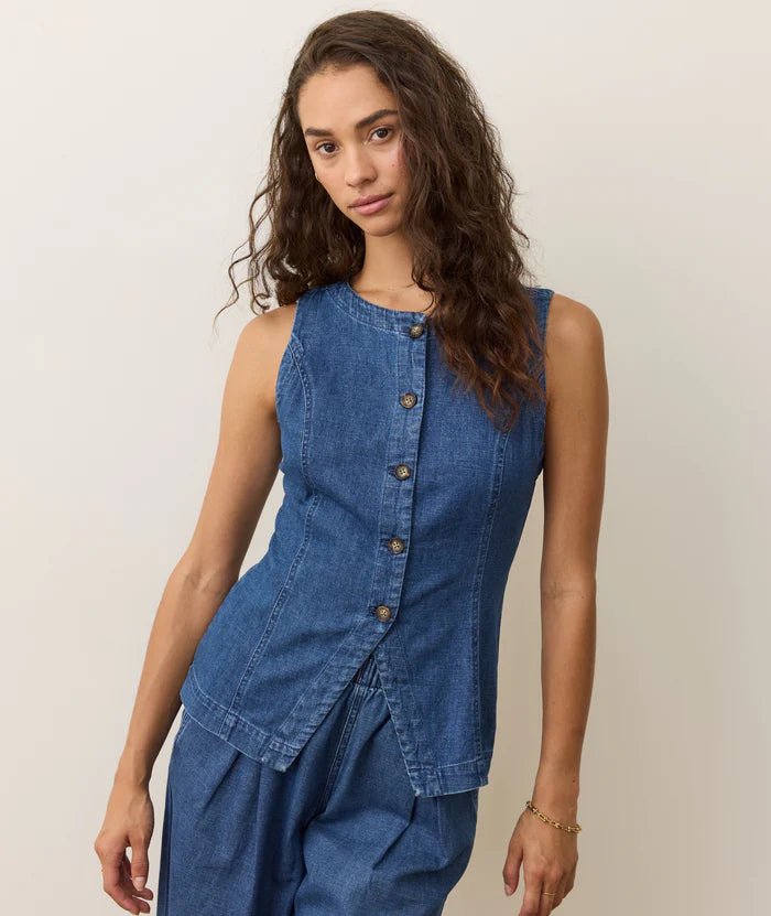 Denim Charlie Longline Vest - Paranoid Ranch