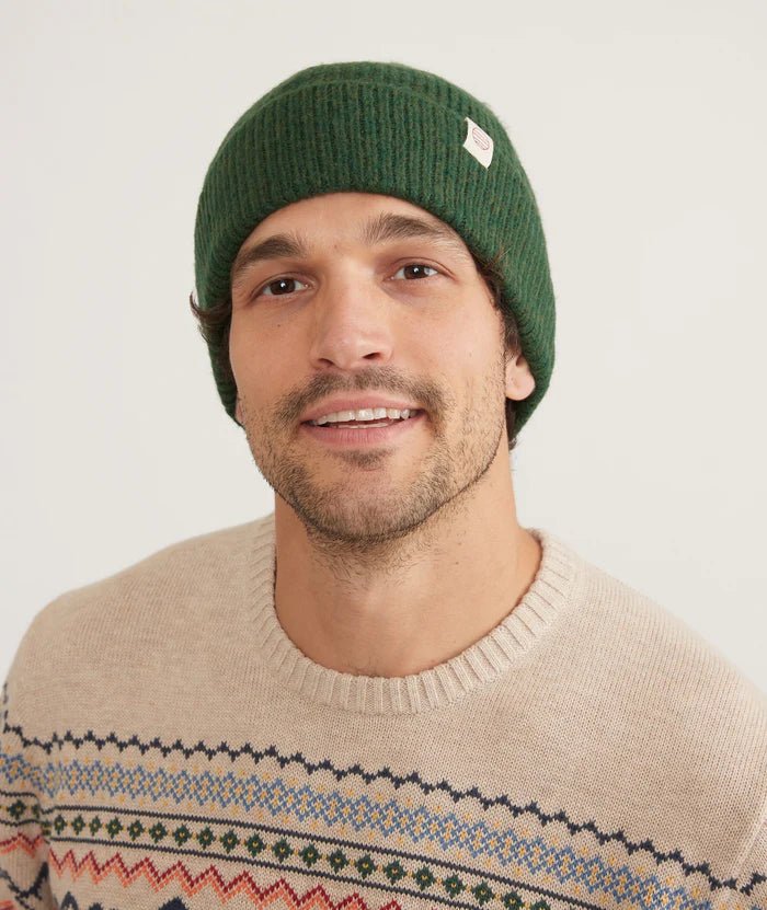 front view of the Green Marine Layer Porter Knit Beanie - Paranoid Ranch