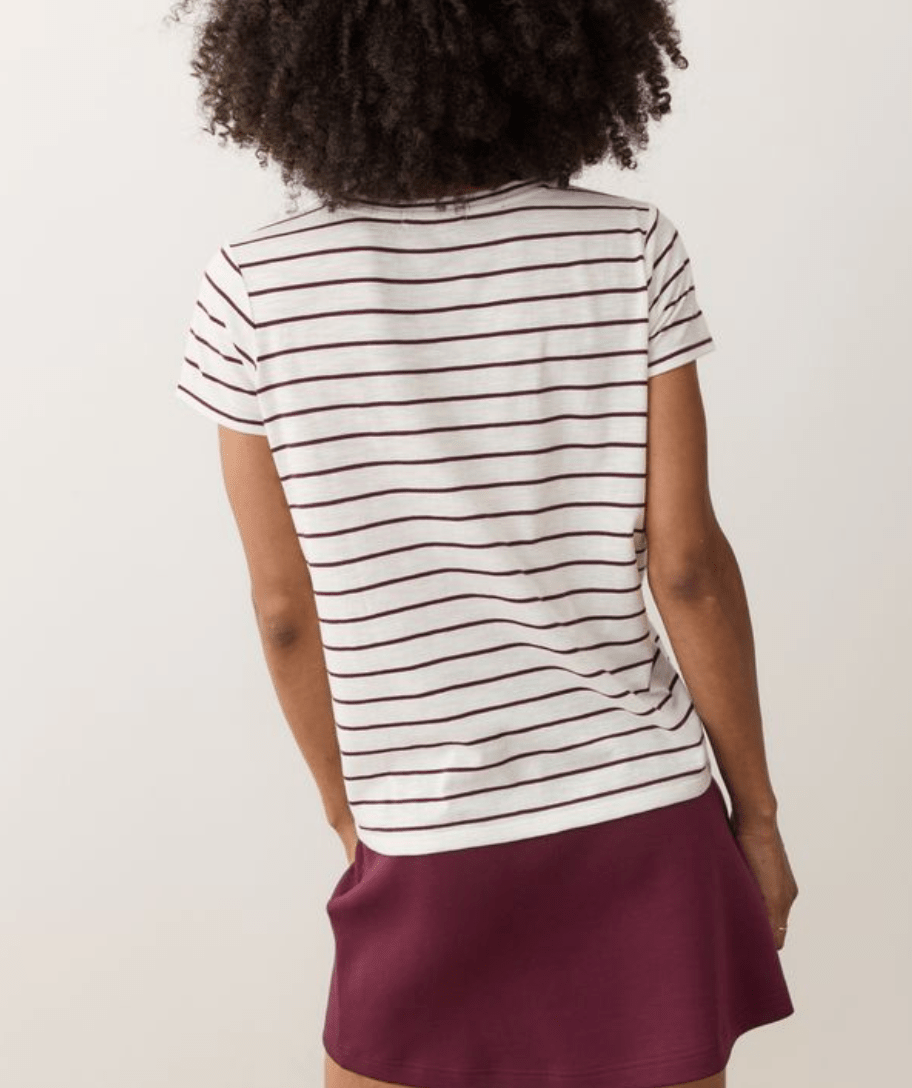 back of model wearing the marine layer Swing Crew Tee - Paranoid Ranch