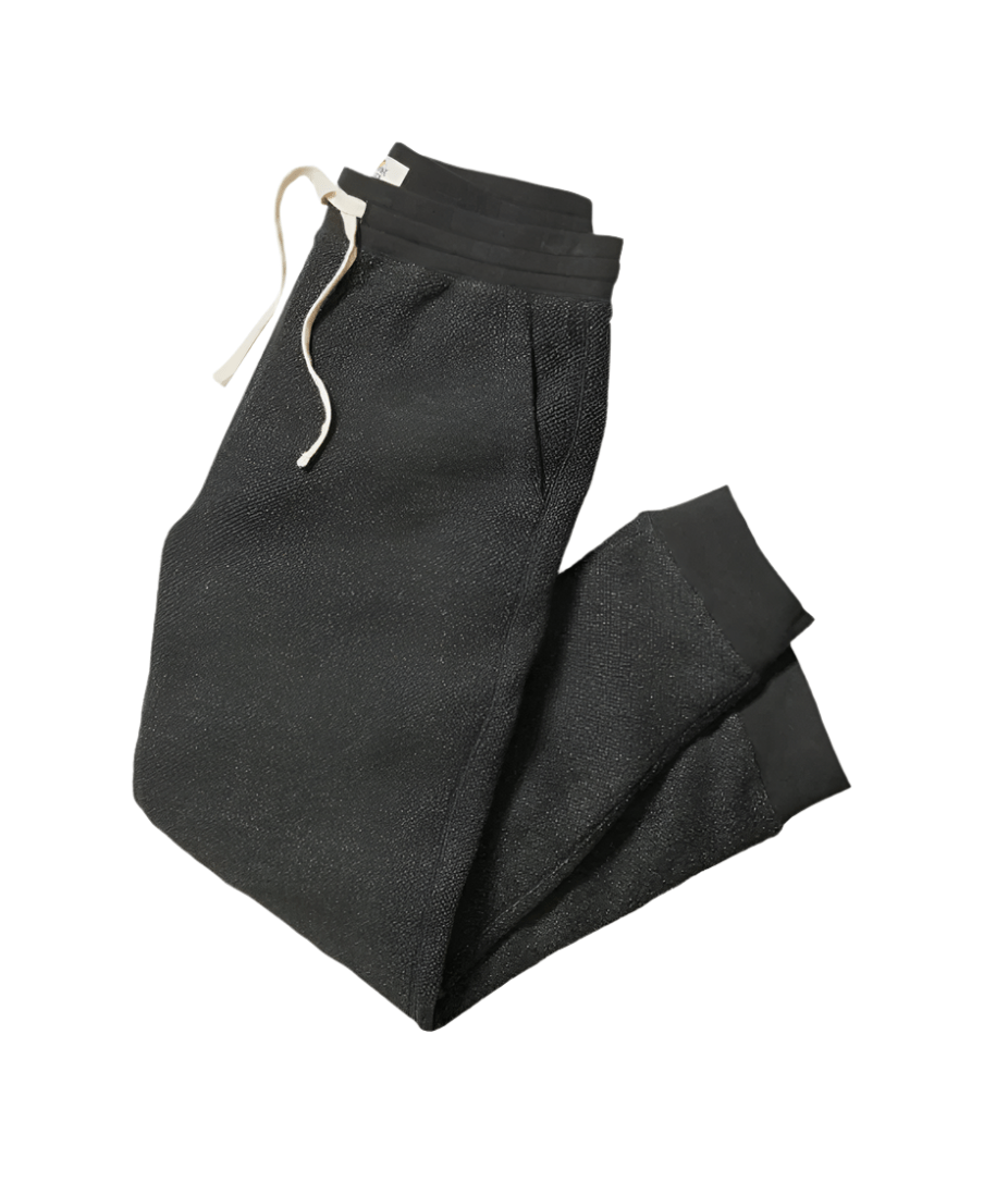 Marine Layer Black Textured Fleece Joggers on a White Background - Paranoid Ranch