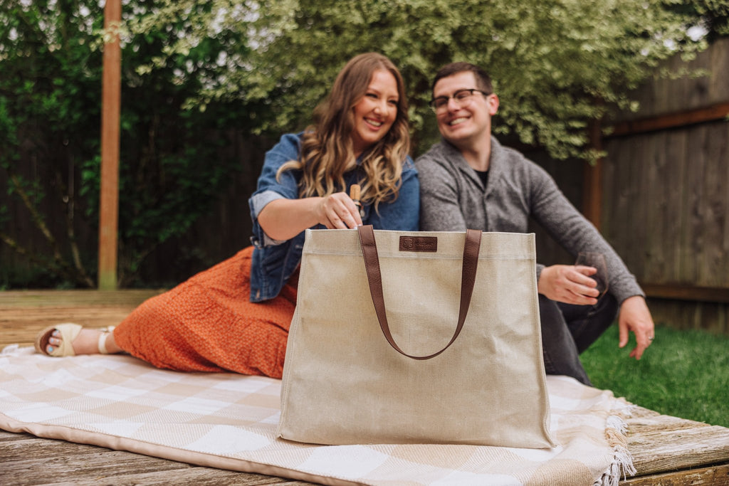 Market Waxed Canvas Tote with Leatherette Handles - Paranoid Ranch