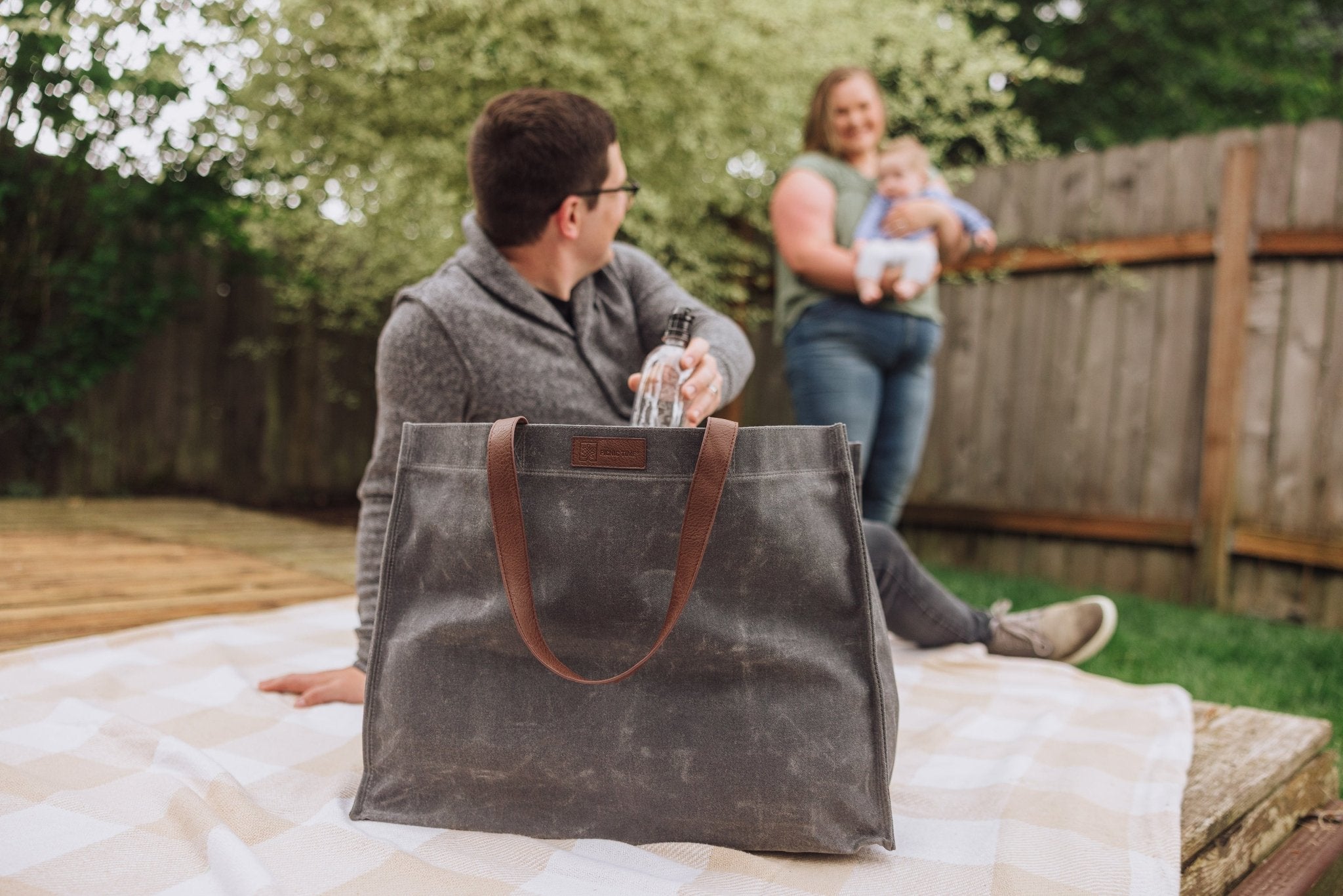 Market Waxed Canvas Tote with Leatherette Handles - Paranoid Ranch
