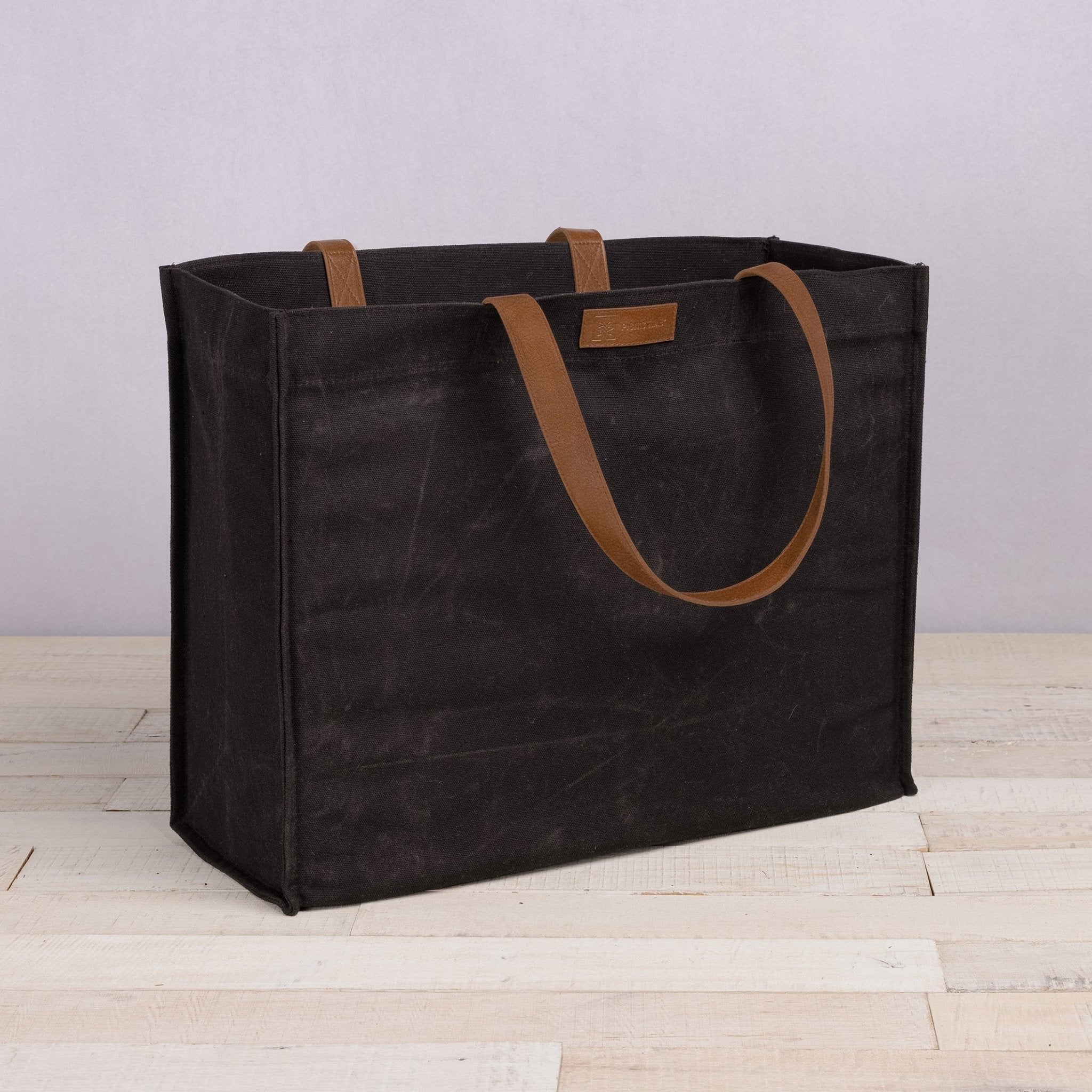 Market Waxed Canvas Tote with Leatherette Handles - Paranoid Ranch