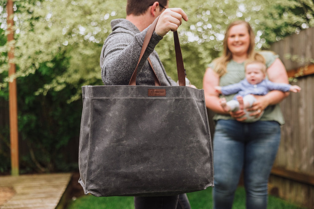 Market Waxed Canvas Tote with Leatherette Handles - Paranoid Ranch