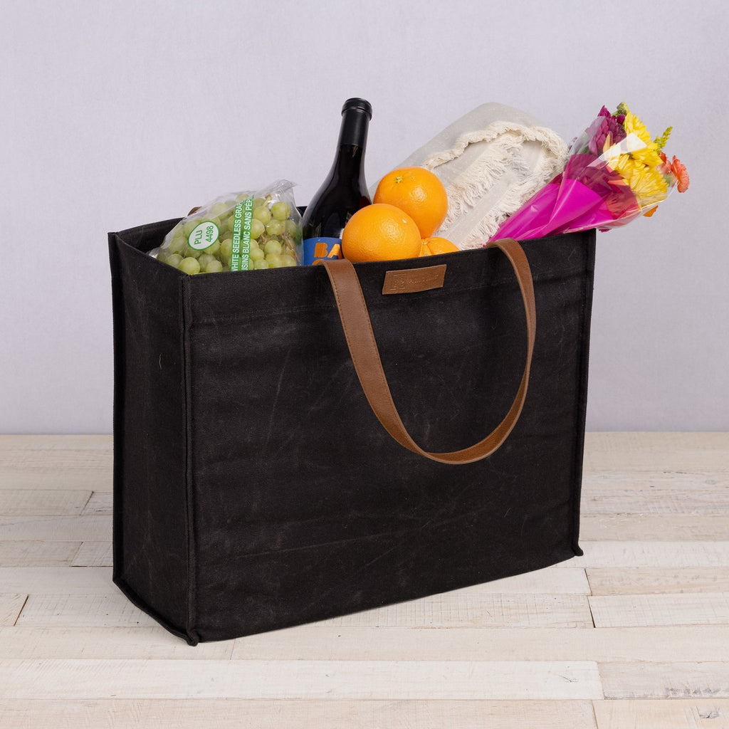 Market Waxed Canvas Tote with Leatherette Handles - Paranoid Ranch