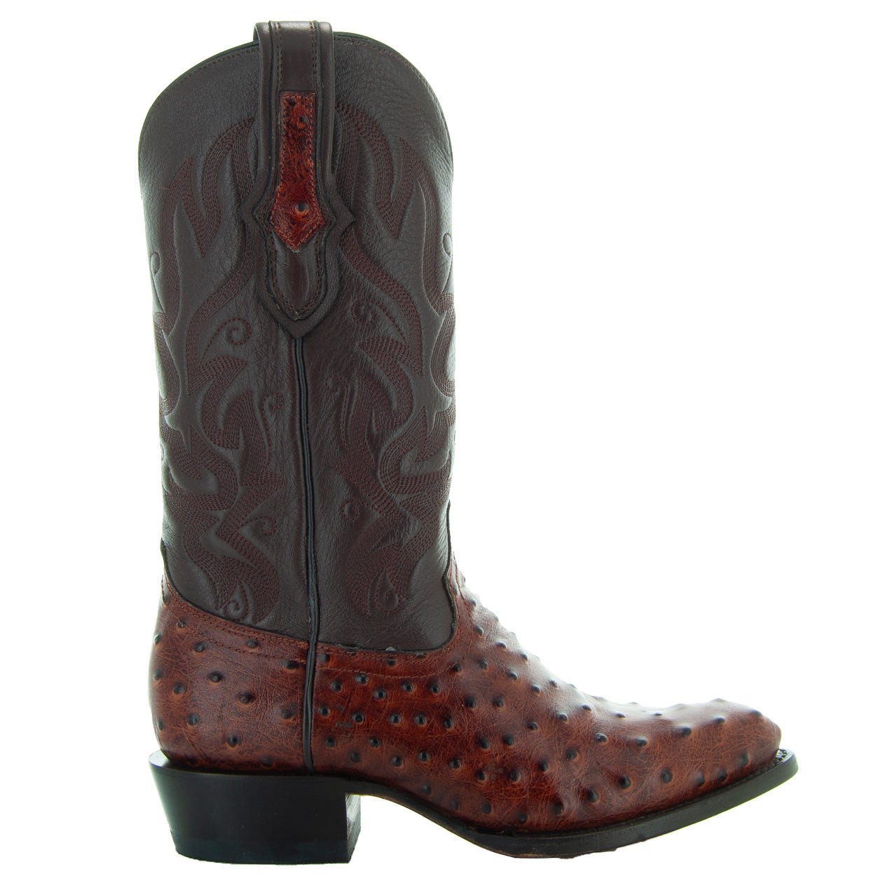 Men's Cognac Ostrich Print Cowboy Boots (H7002) - Paranoid Ranch