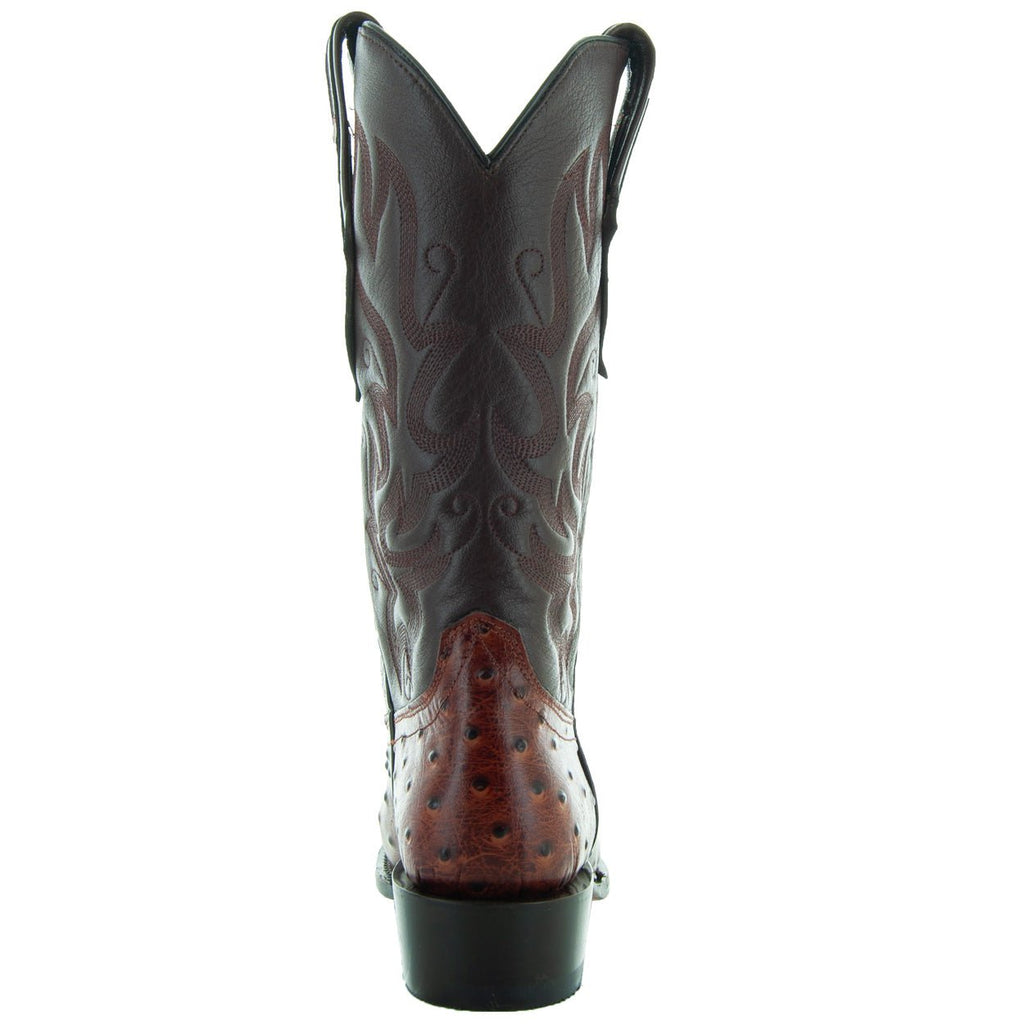 Men's Cognac Ostrich Print Cowboy Boots (H7002) - Paranoid Ranch