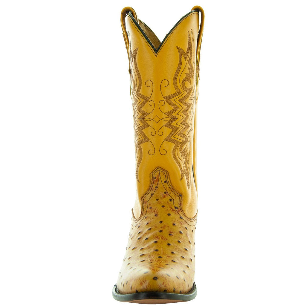 Men's Mantequilla Ostrich Print Cowboy Boots (H7002) - Paranoid Ranch