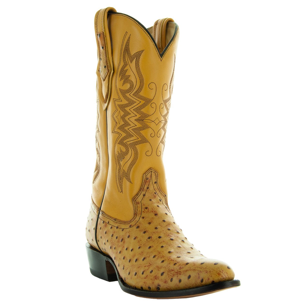 Men's Mantequilla Ostrich Print Cowboy Boots (H7002) - Paranoid Ranch