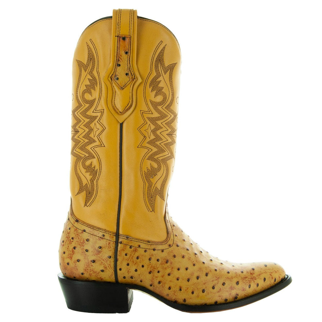 Men's Mantequilla Ostrich Print Cowboy Boots (H7002) - Paranoid Ranch