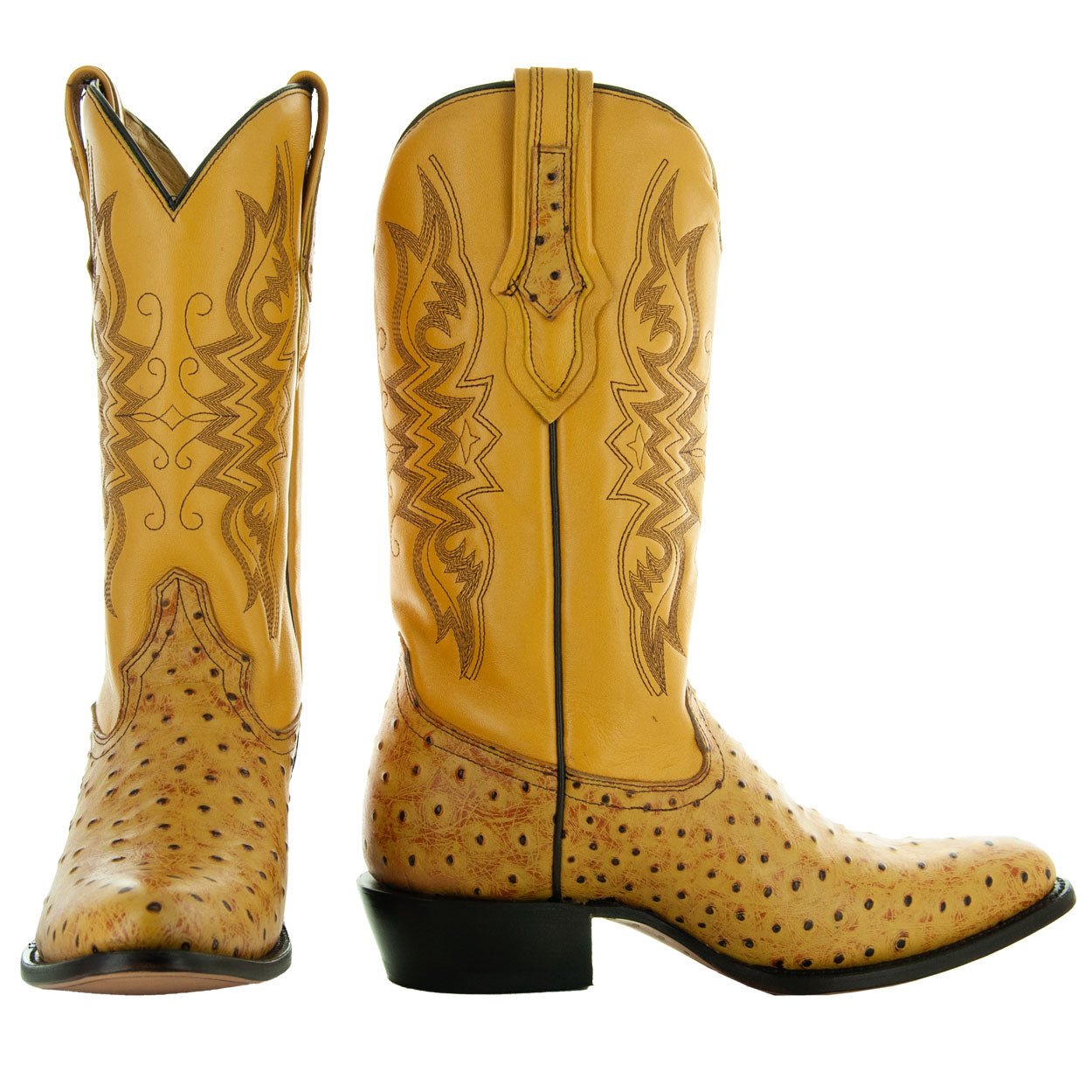Men's Mantequilla Ostrich Print Cowboy Boots (H7002) - Paranoid Ranch
