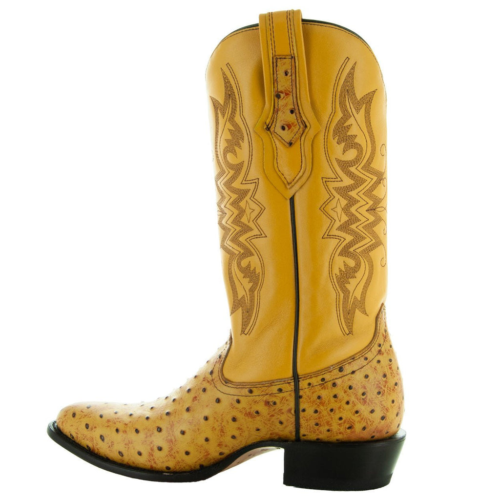 Men's Mantequilla Ostrich Print Cowboy Boots (H7002) - Paranoid Ranch