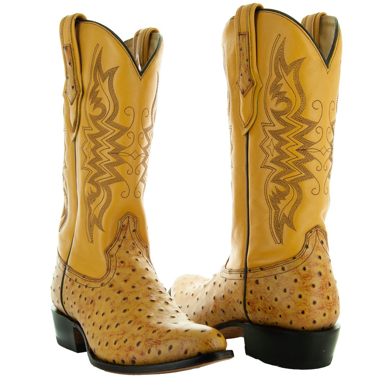 Men's Mantequilla Ostrich Print Cowboy Boots (H7002) - Paranoid Ranch