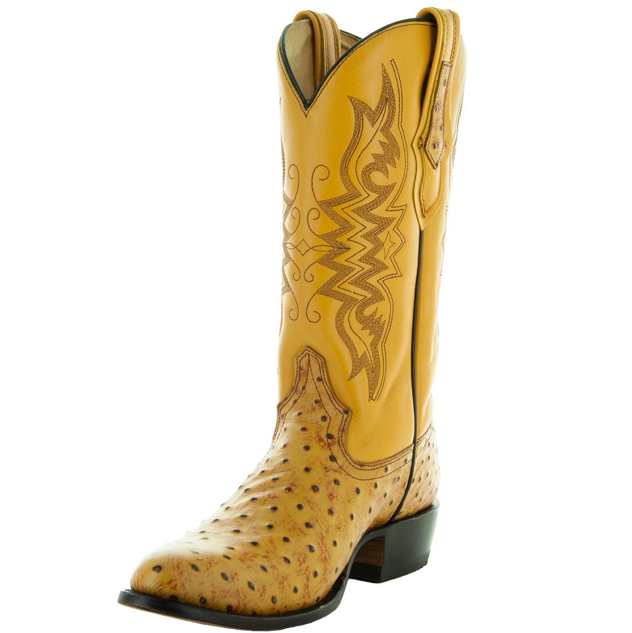 Men's Mantequilla Ostrich Print Cowboy Boots (H7002) - Paranoid Ranch