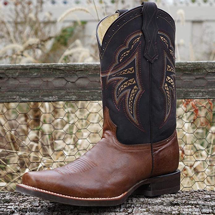 Miel Square Toe Leather Cowboy Boots H4002 - Paranoid Ranch