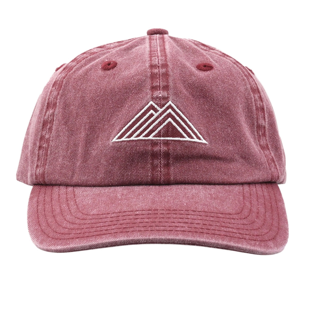 Mountain Logo Vintage Wash Dad Cap - Maroon - Paranoid Ranch