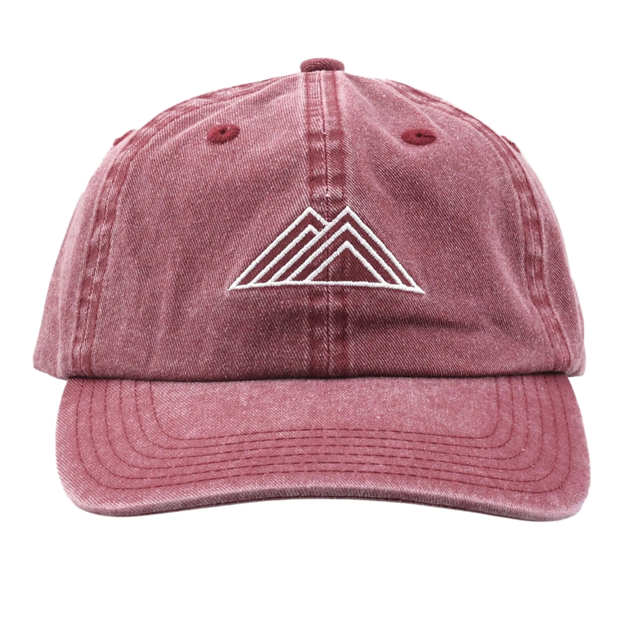 Mountain Logo Vintage Wash Dad Cap - Maroon - Paranoid Ranch