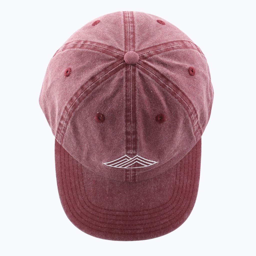 Mountain Logo Vintage Wash Dad Cap - Maroon - Paranoid Ranch