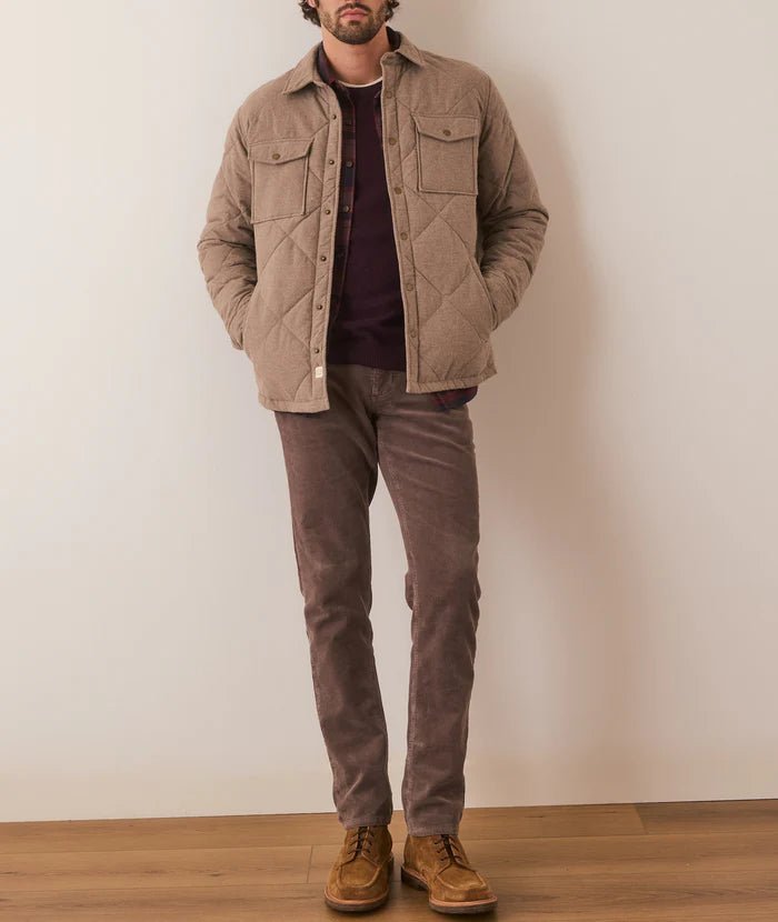 Man Wearing the Marine Layer Olin Quilted Overshirt - Paranoid Ranch