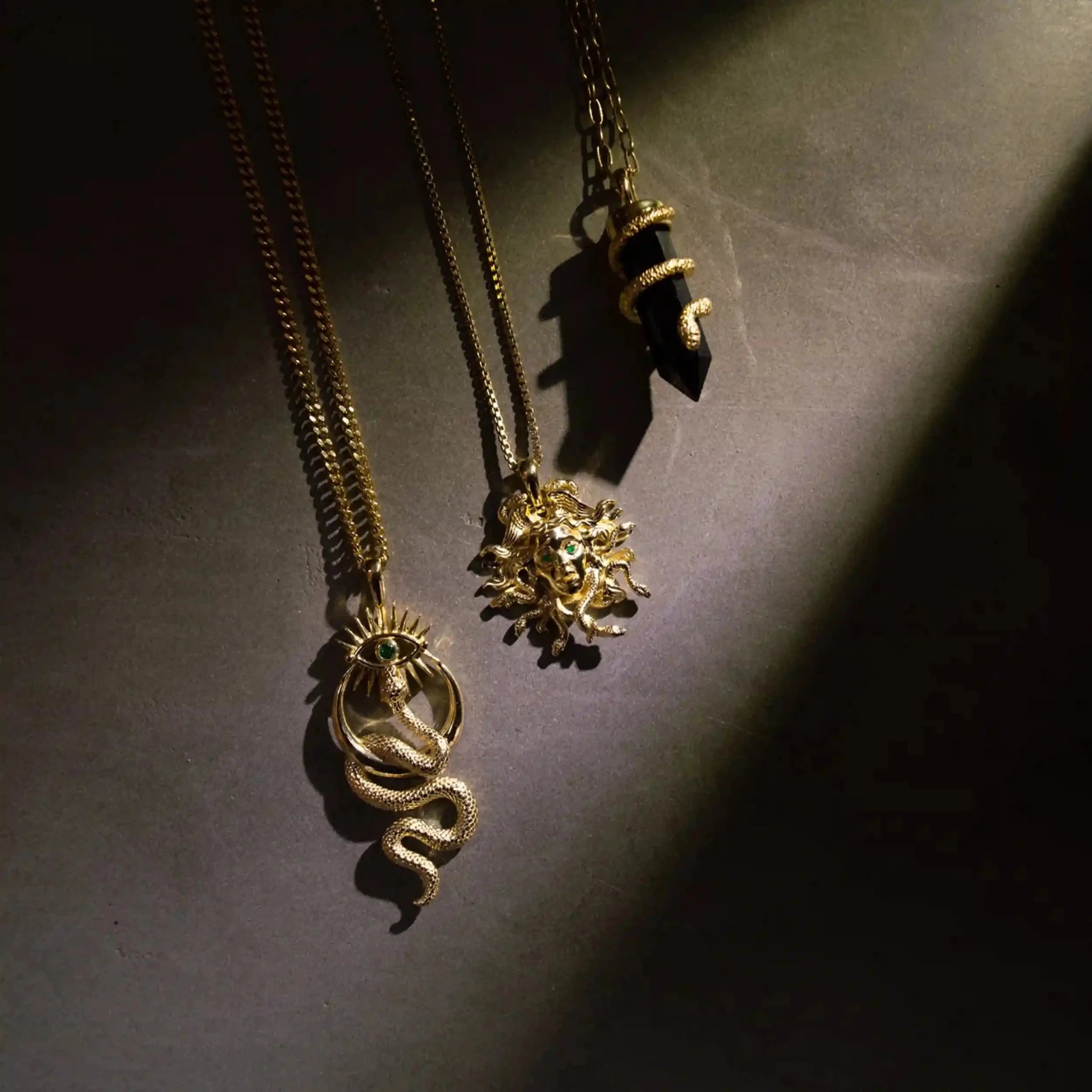 Onyx Crystal Snake Necklace - Paranoid Ranch