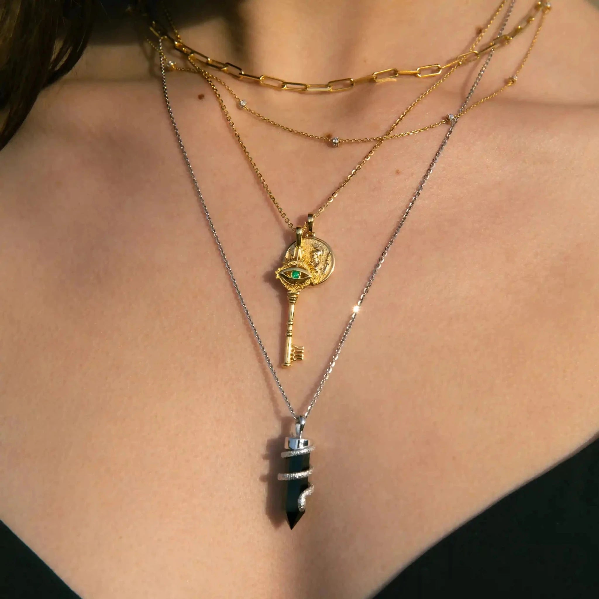 Onyx Crystal Snake Necklace - Paranoid Ranch