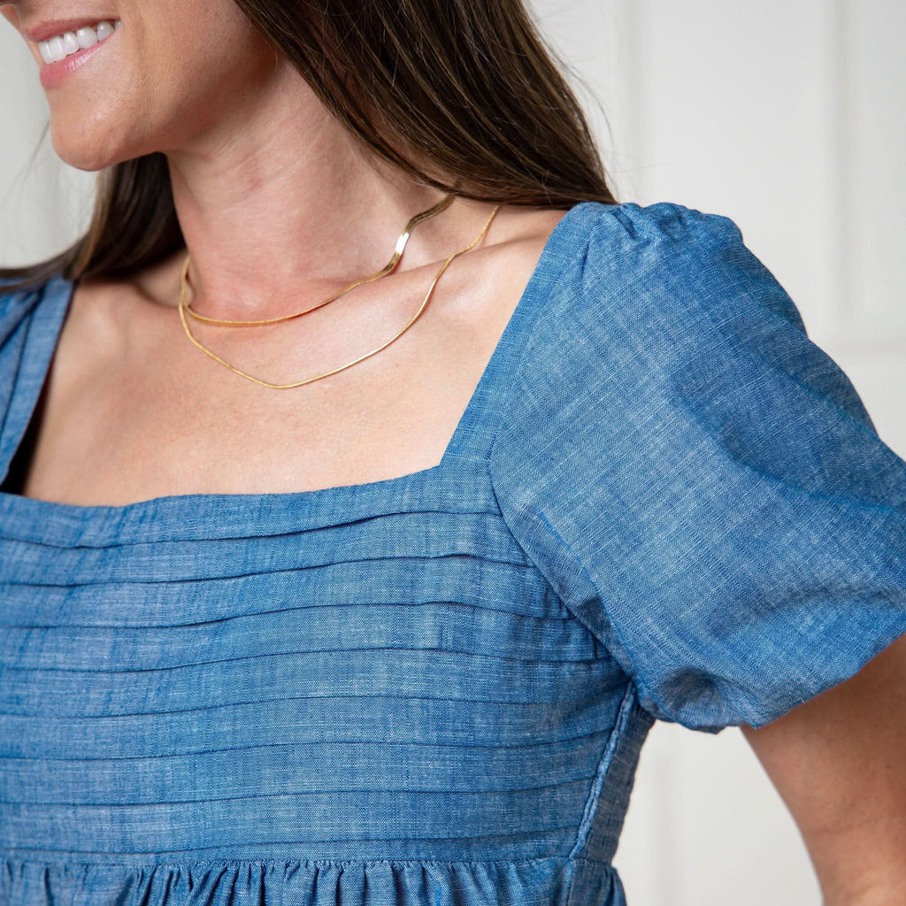 Organic Ruched Chambray Dress - Paranoid Ranch