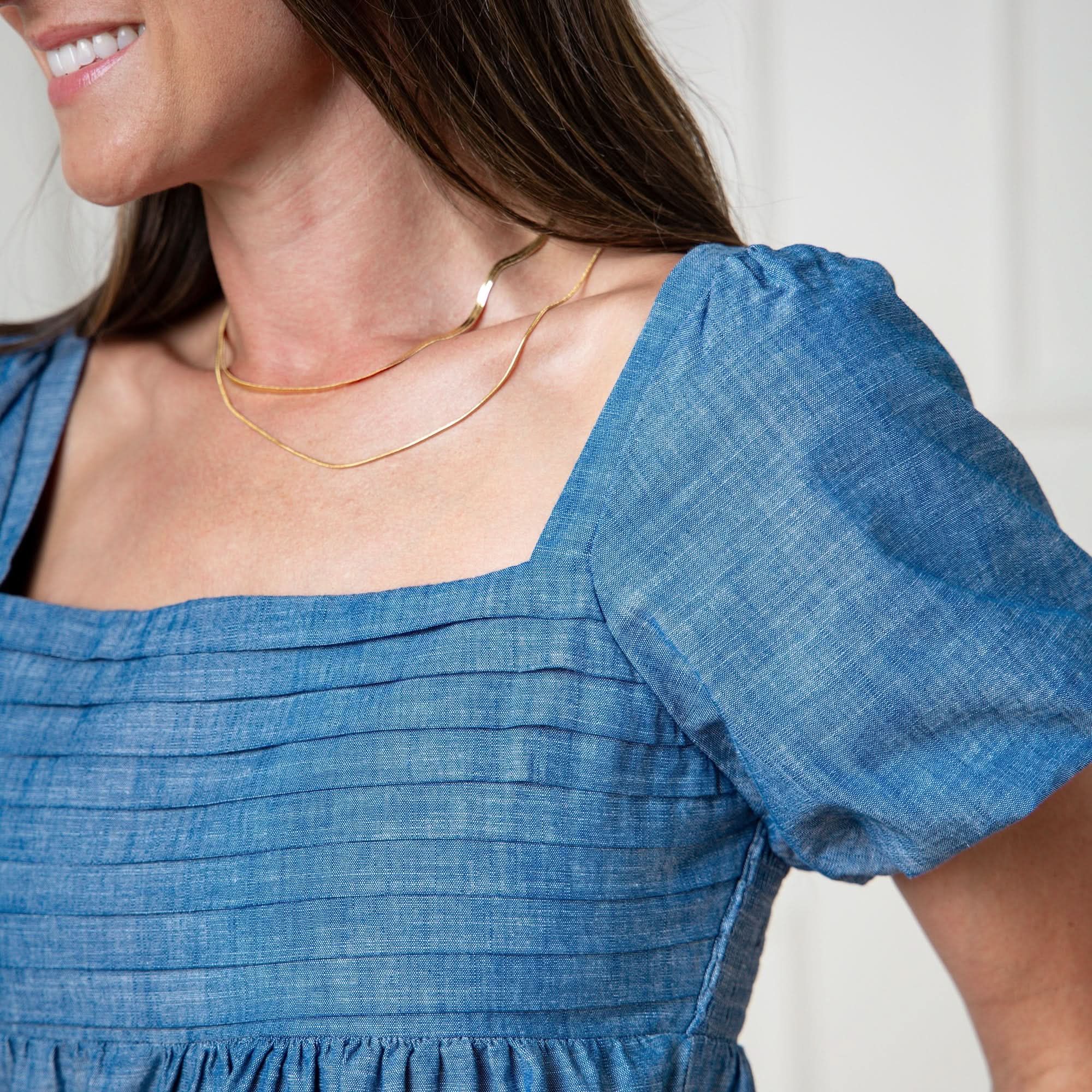 Organic Ruched Chambray Dress - Paranoid Ranch