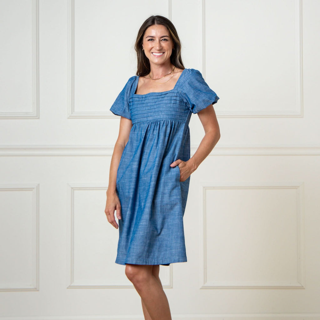 Organic Ruched Chambray Dress - Paranoid Ranch