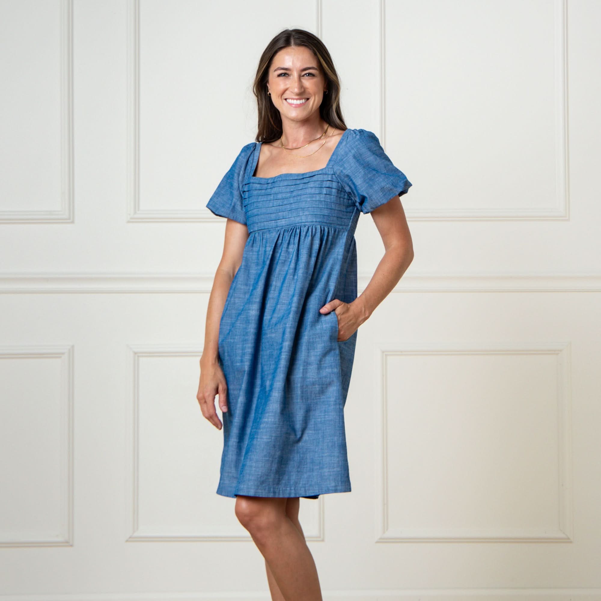 Organic Ruched Chambray Dress - Paranoid Ranch