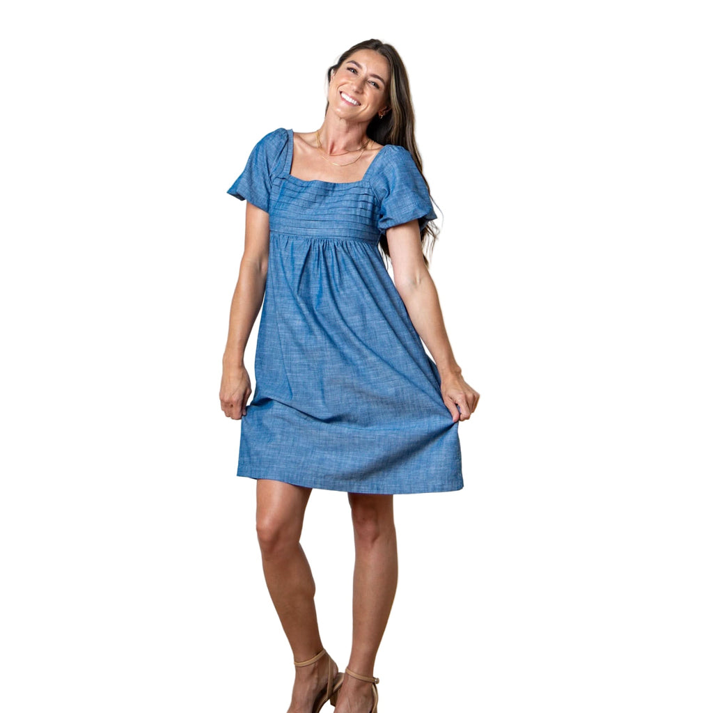 Organic Ruched Chambray Dress - Paranoid Ranch