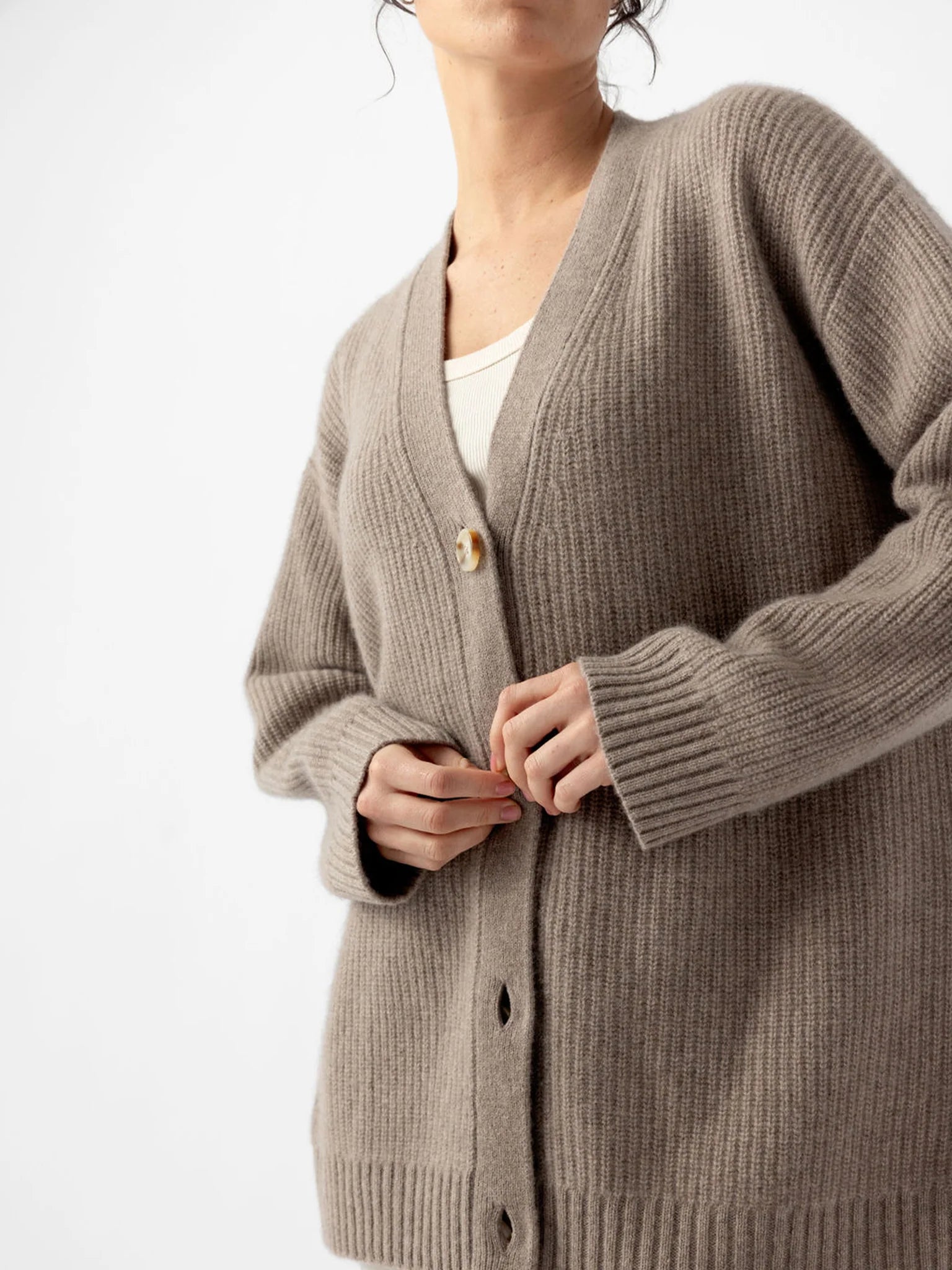 Oversized Sunday Cashmere Cardigan - Almond - Paranoid Ranch