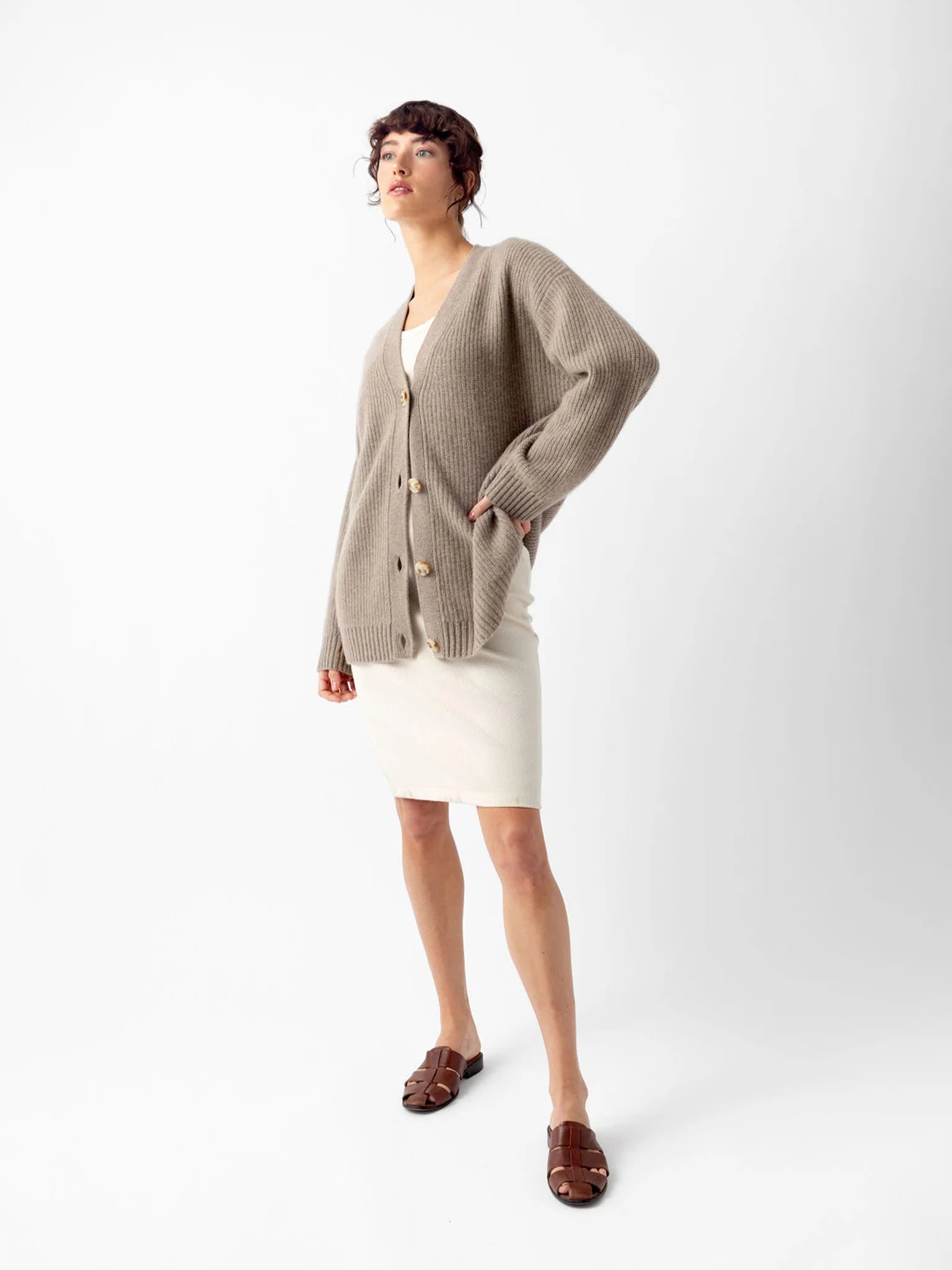 Oversized Sunday Cashmere Cardigan - Almond - Paranoid Ranch