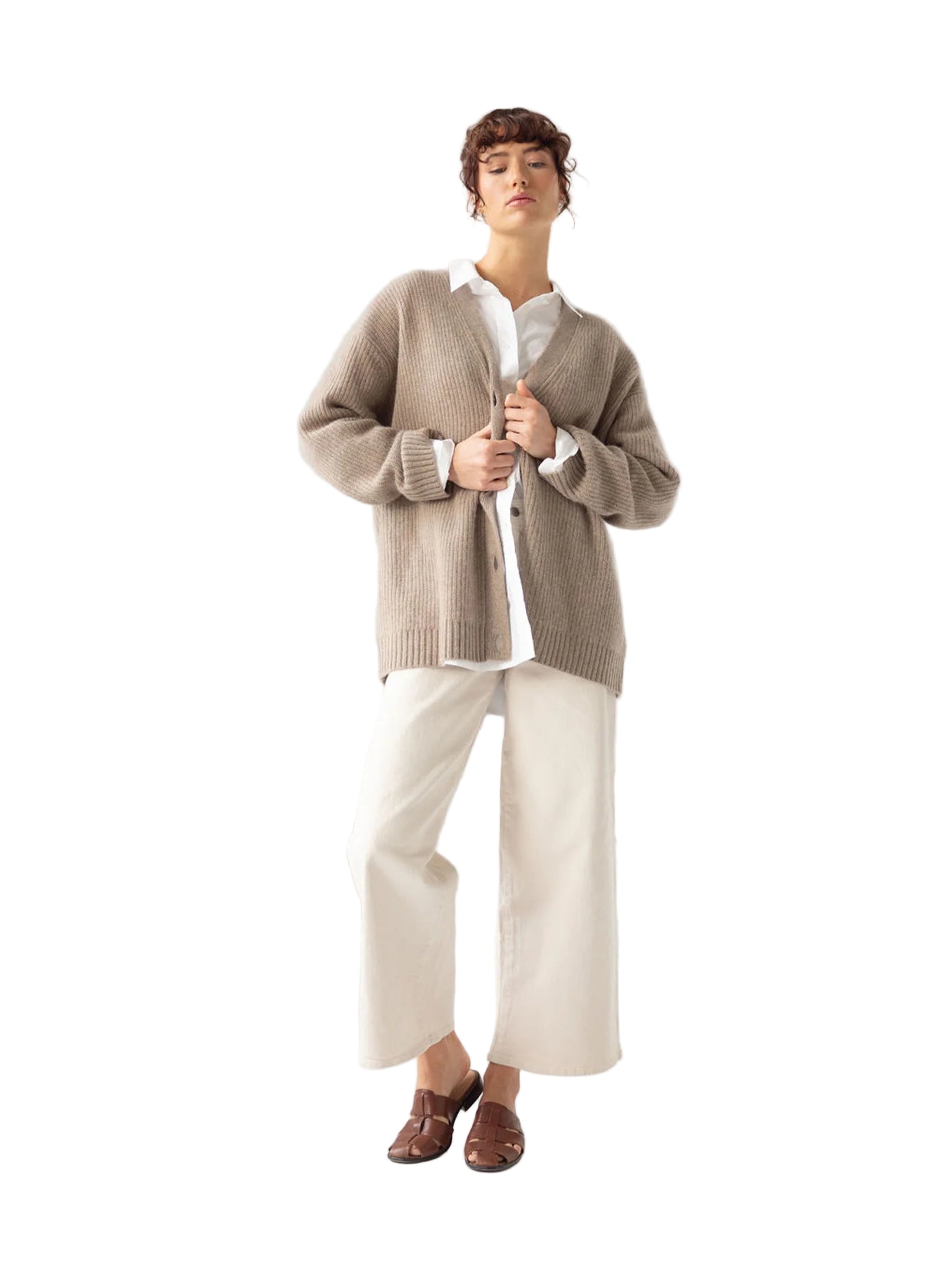 Oversized Sunday Cashmere Cardigan - Almond - Paranoid Ranch