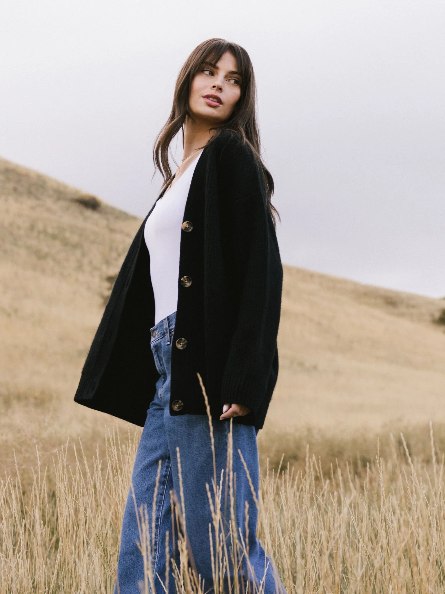 Oversized Sunday Cashmere Cardigan - Black - Paranoid Ranch