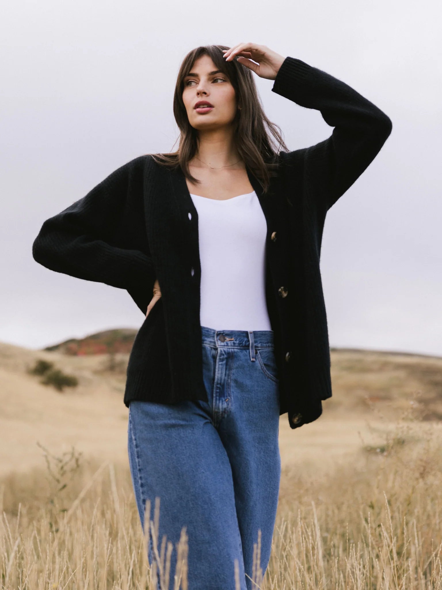 Oversized Sunday Cashmere Cardigan - Black - Paranoid Ranch