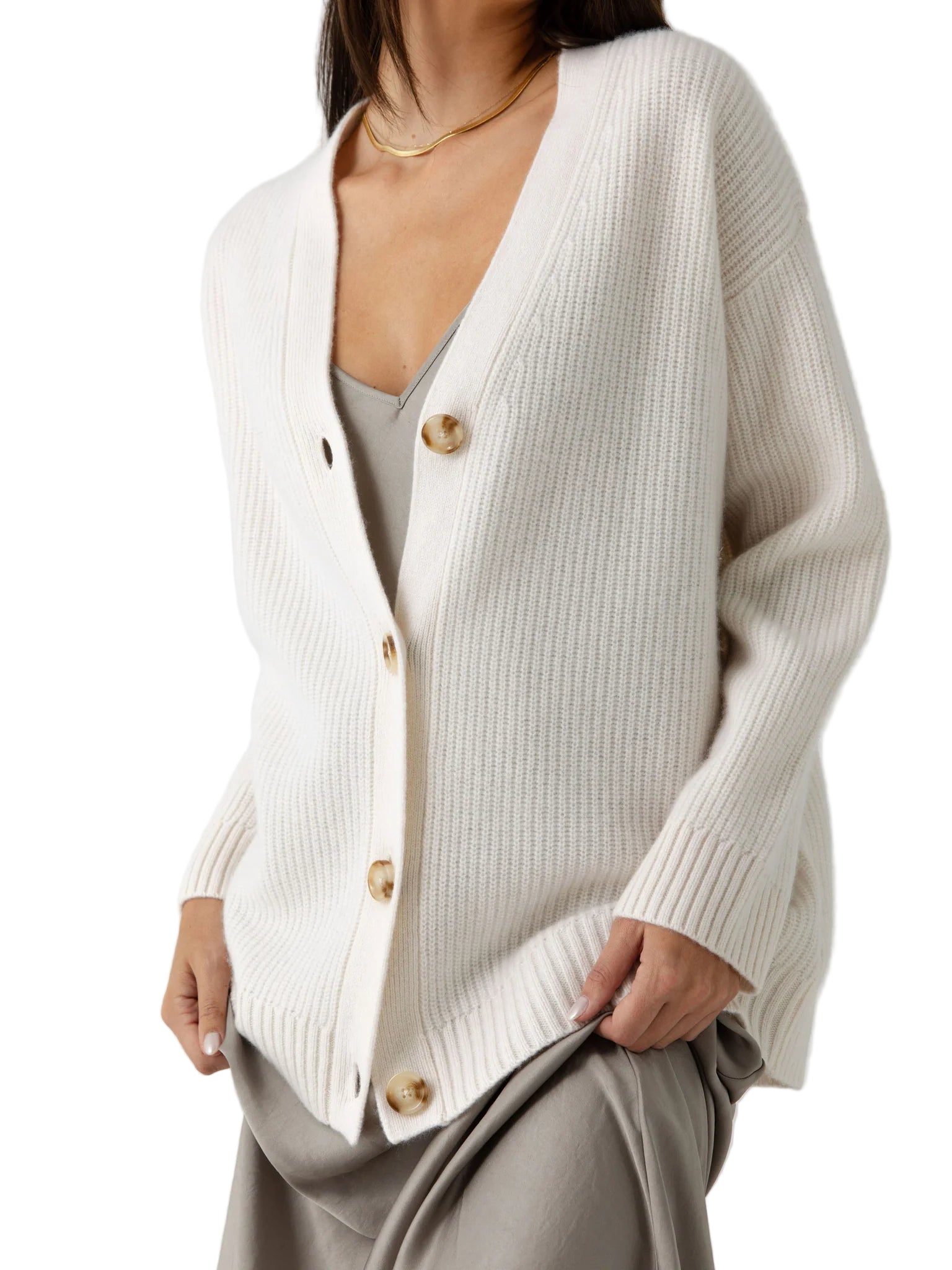 Oversized Sunday Cashmere Cardigan - Bone - Paranoid Ranch