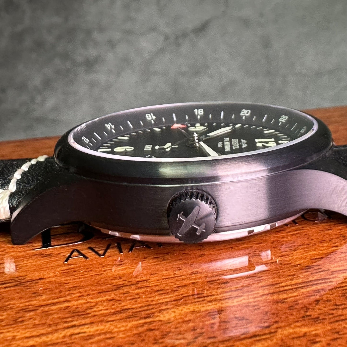 P-51 Mustang Tribute - Stainless Steel, Black Finish, Black Leather Band - Paranoid Ranch
