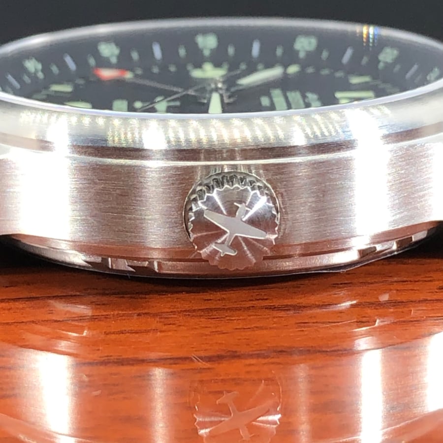 P-51 Mustang Tribute - Stainless Steel, Brush Finish, Brown Leather Band - Paranoid Ranch