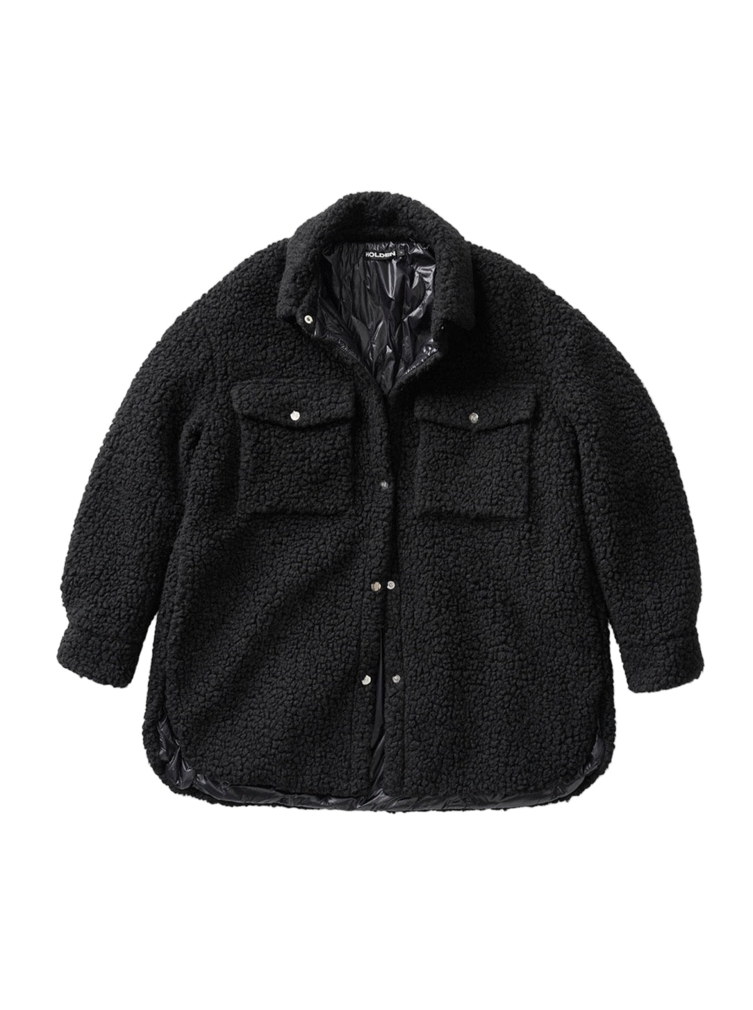 Padded Wool Sherpa Shirt Jacket - Black - Paranoid Ranch