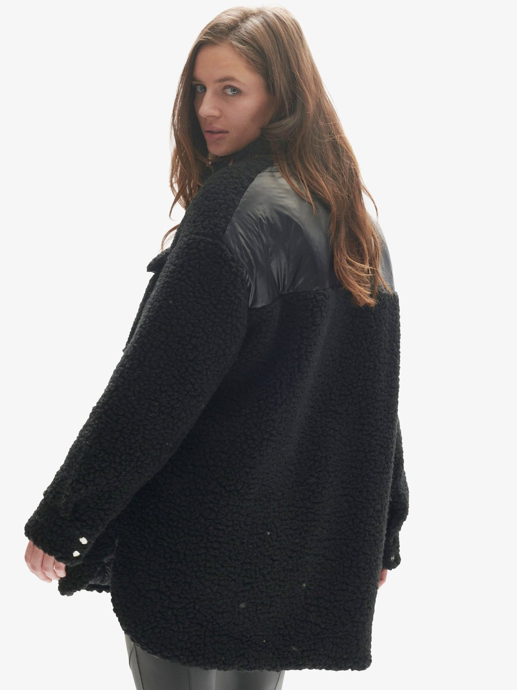 Padded Wool Sherpa Shirt Jacket - Black - Paranoid Ranch