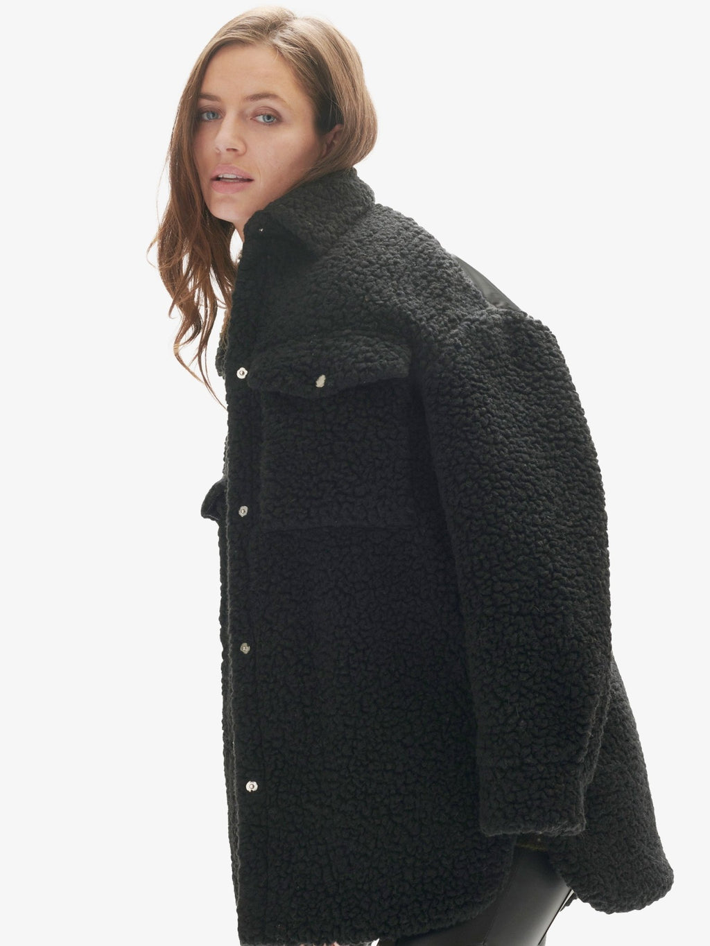 Padded Wool Sherpa Shirt Jacket - Black - Paranoid Ranch