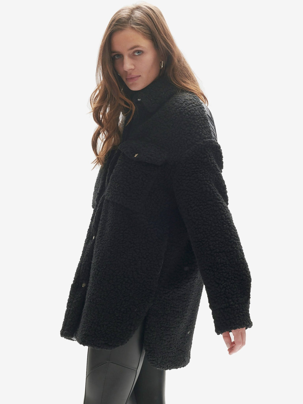Padded Wool Sherpa Shirt Jacket - Black - Paranoid Ranch