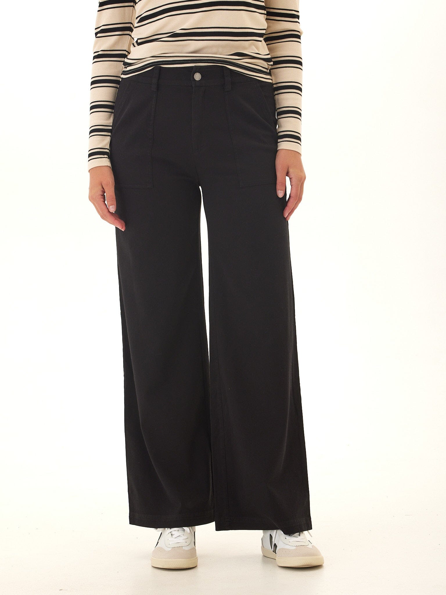 Pamela Rivet Detail Stretch Twill Wide Leg Pant - Paranoid Ranch