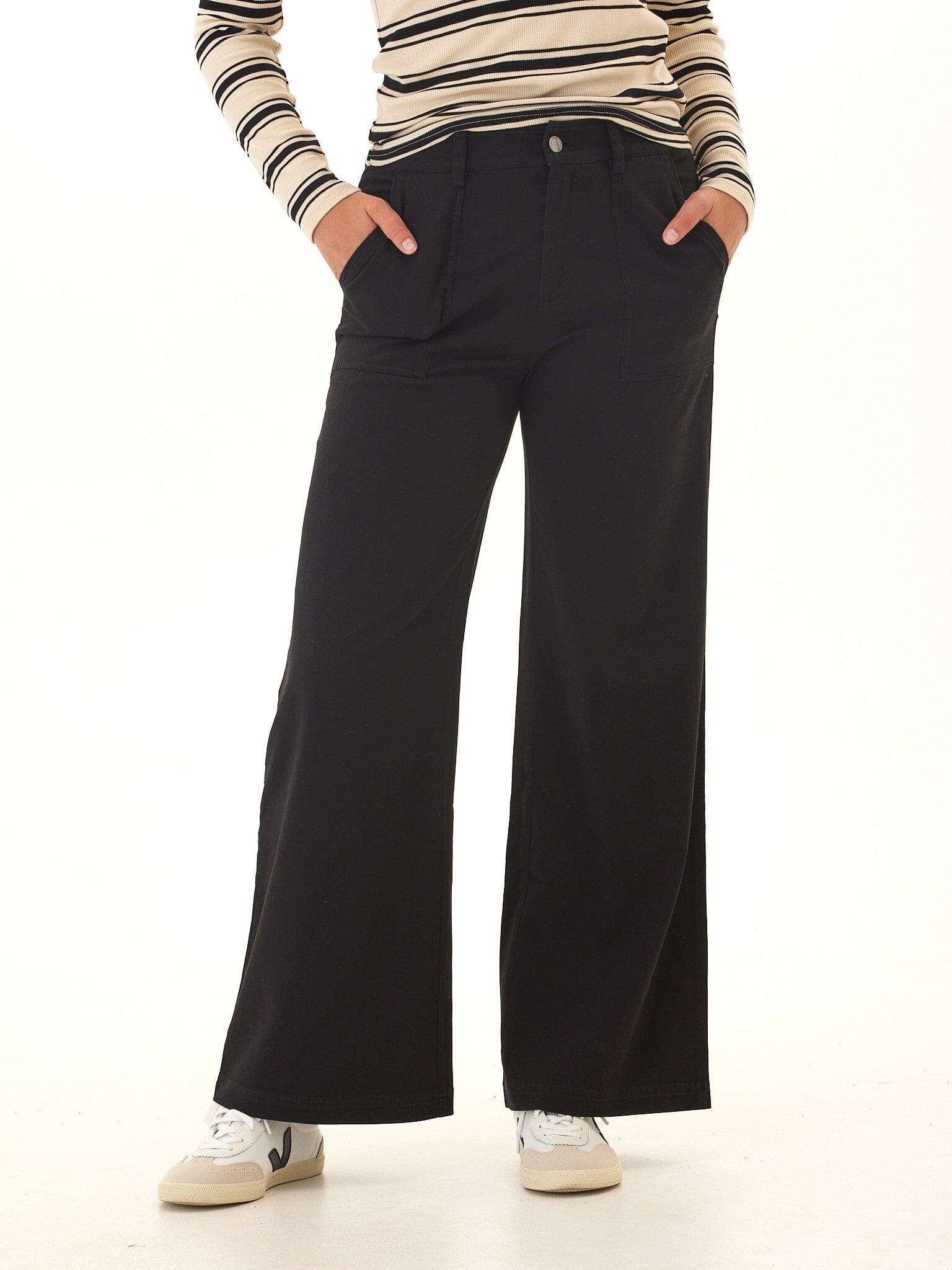 Pamela Rivet Detail Stretch Twill Wide Leg Pant - Paranoid Ranch
