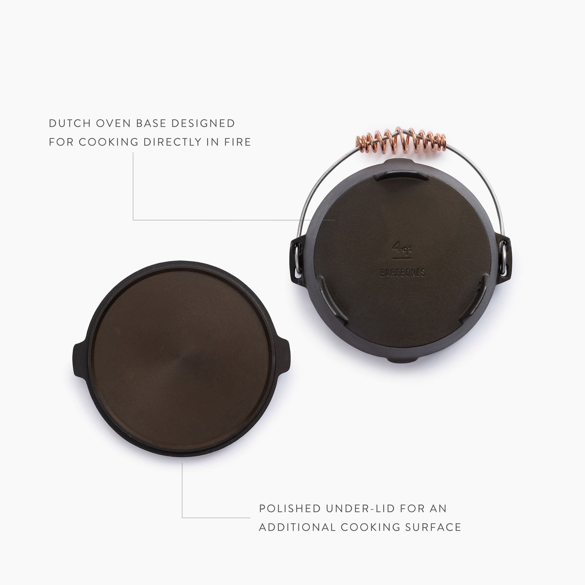 Polished Cast Iron Dutch Oven - 4qt - Paranoid Ranch