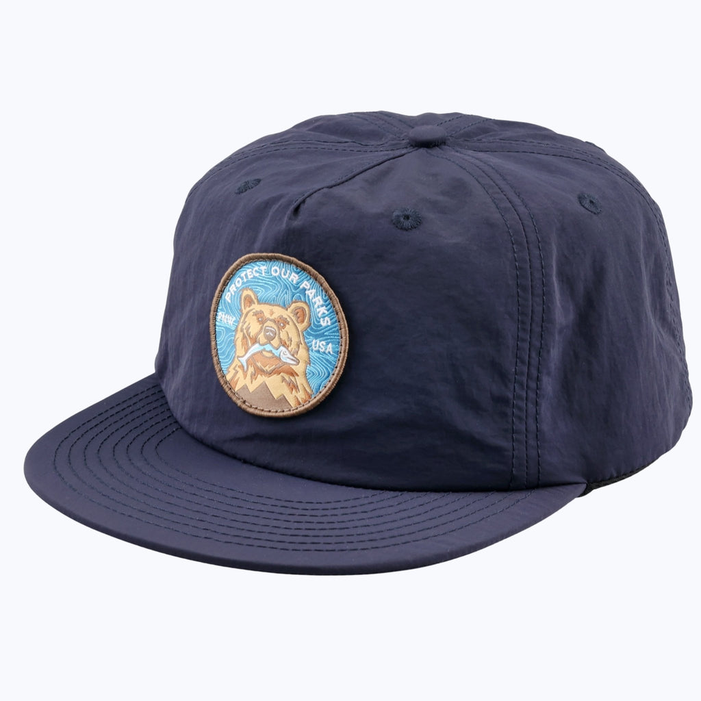 Protect Our Parks Bear Patch Nylon Snapback Cap - Navy - Paranoid Ranch