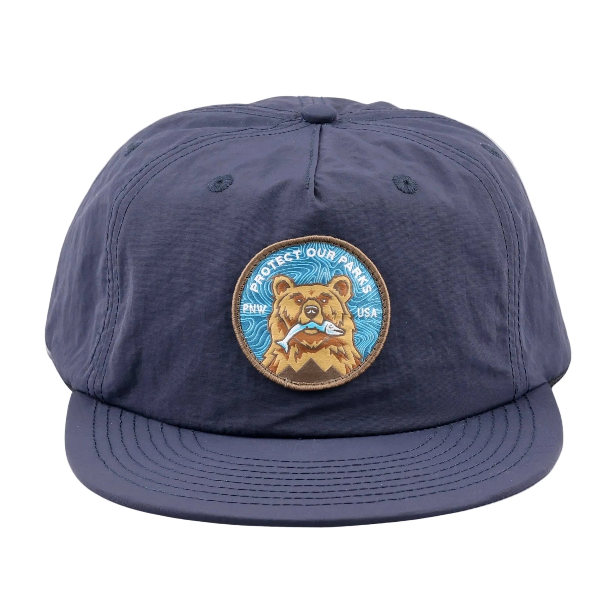 Protect Our Parks Bear Patch Nylon Snapback Cap - Navy - Paranoid Ranch