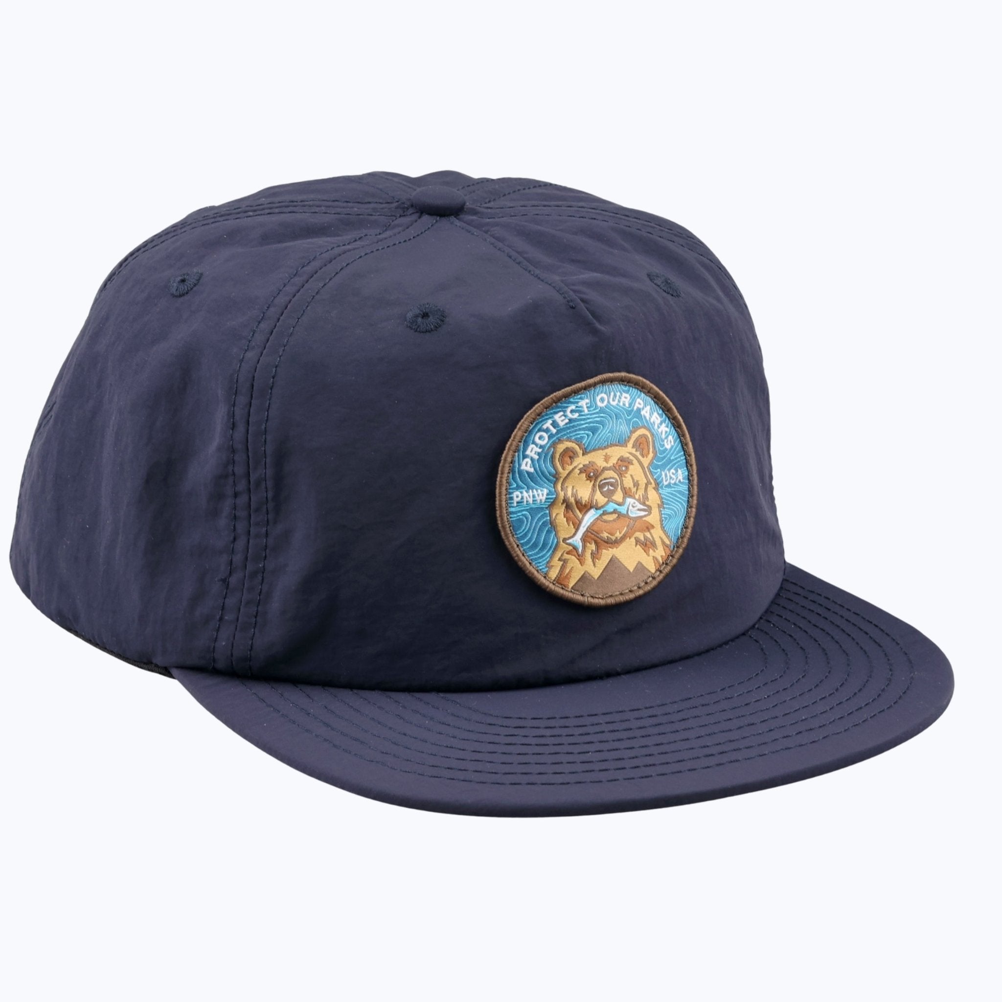 Protect Our Parks Bear Patch Nylon Snapback Cap - Navy - Paranoid Ranch