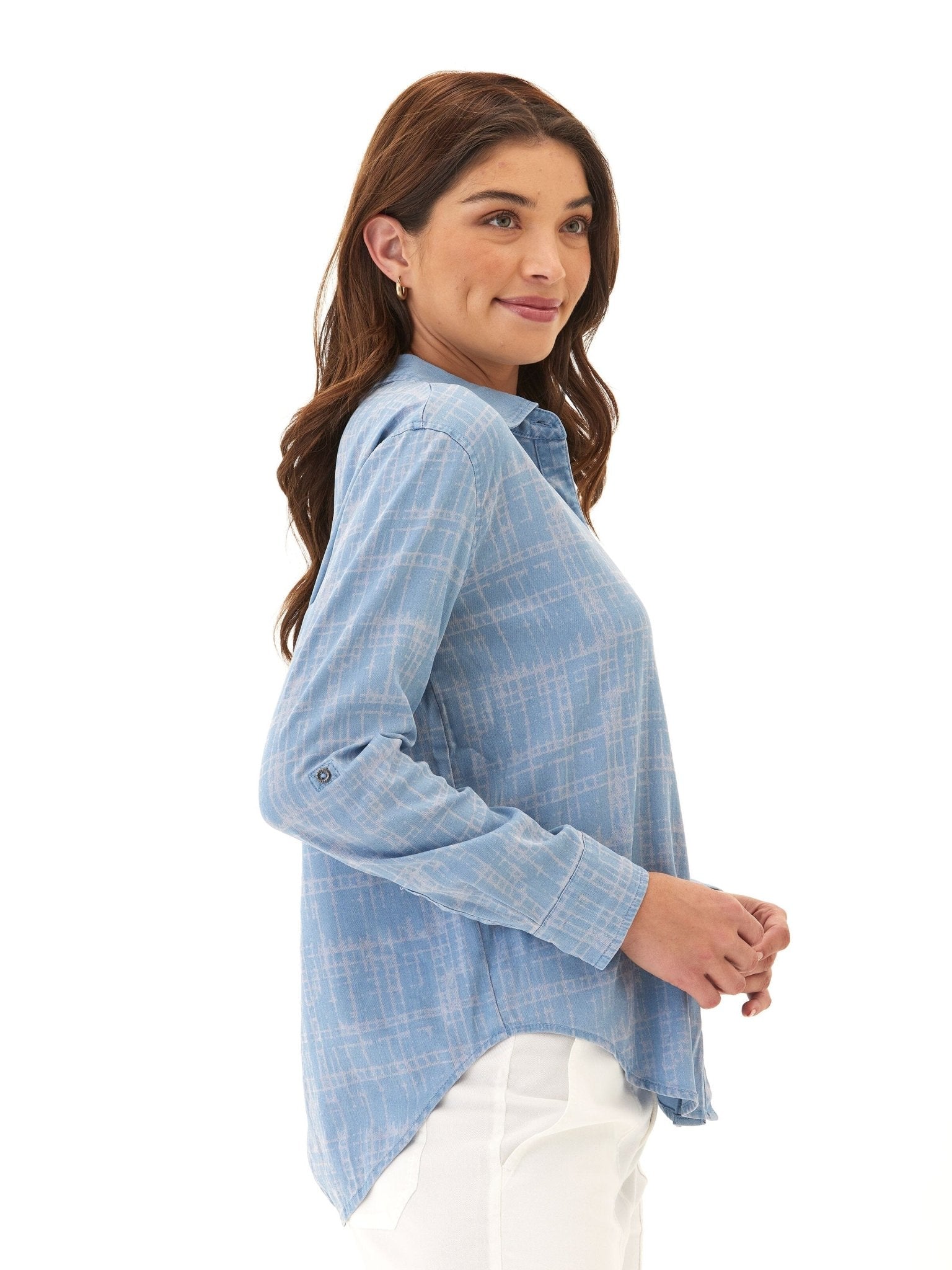 Prudence Grid Plaid Stretch Chambray Button-Down - Paranoid Ranch