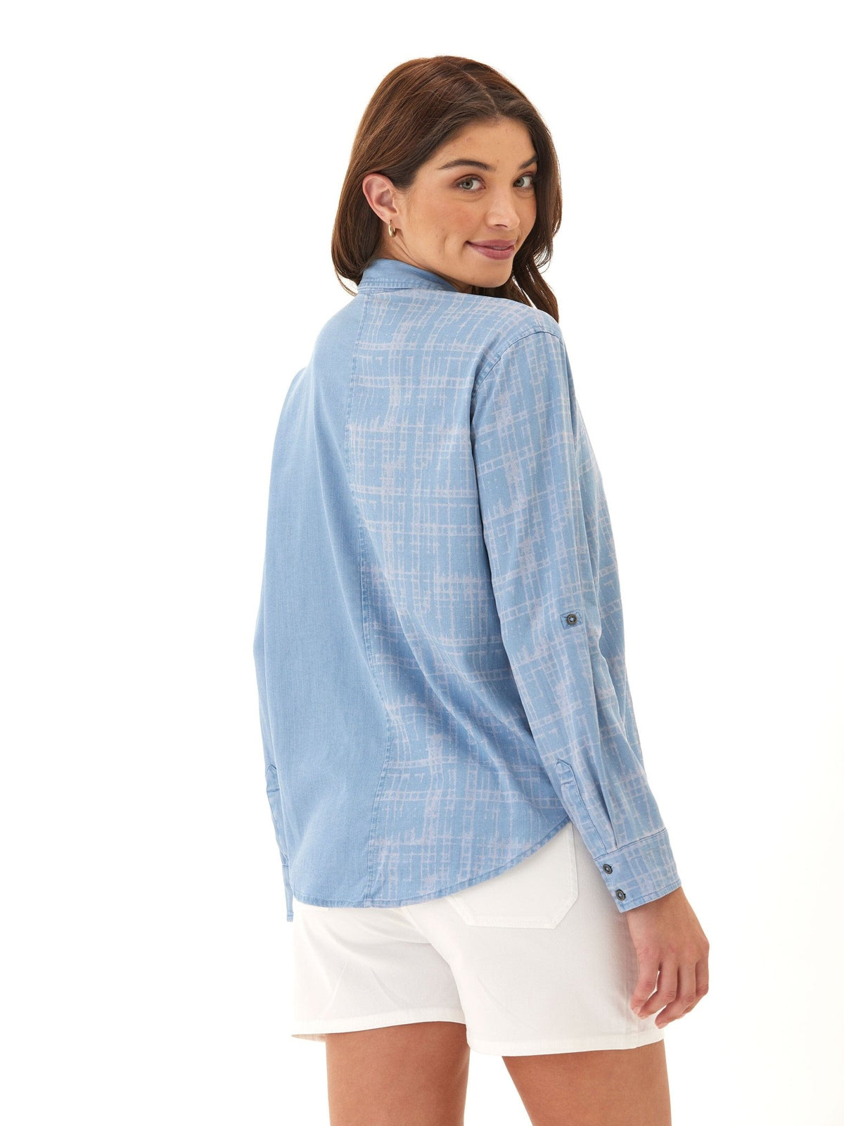 Prudence Grid Plaid Stretch Chambray Button-Down - Paranoid Ranch